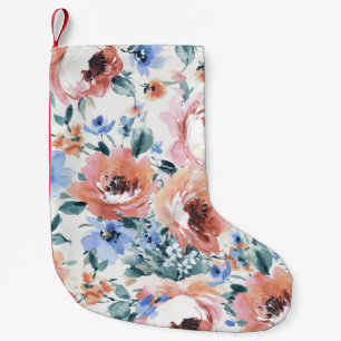 Petite Chaussette De Noël Fleurs d'aquarelle, illustration motif transparent