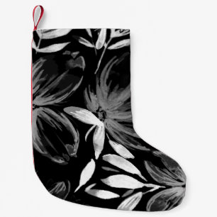 Petite Chaussette De Noël Fleurs d'aquarelle rouge 7