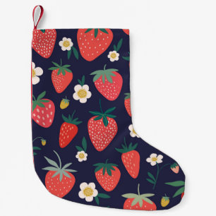 Petite Chaussette De Noël Fleurs de fraises et fruits : Motif décoratif