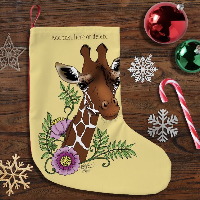 Petite Chaussette De Noël Fleurs de girafe jaune faune mignonne (Créateur téléchargé)