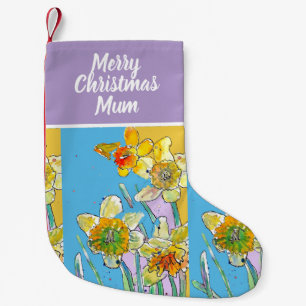 Petite Chaussette De Noël Fleurs de jonquille jaune Fleur Floral Noël