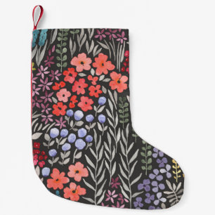 Petite Chaussette De Noël Fleurs de prairie : Aquarelle Florale sans joint