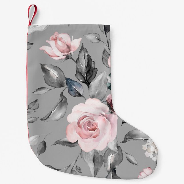 Petite Chaussette De Noël Fleurs de printemps Feuille main tiré (Devant)