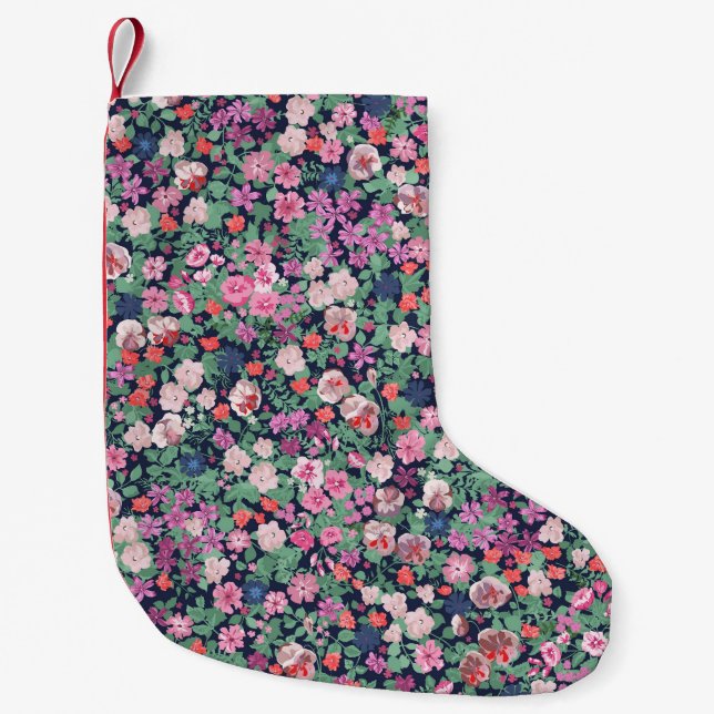 Petite Chaussette De Noël Fleurs de printemps : impression plante transparen (Devant)