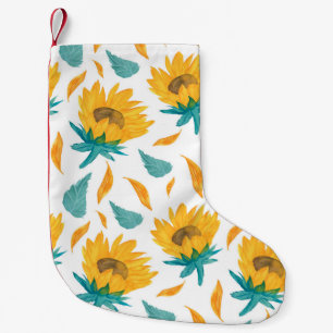 Petite Chaussette De Noël Fleurs de soleil d'aquarelle : Impression botaniqu