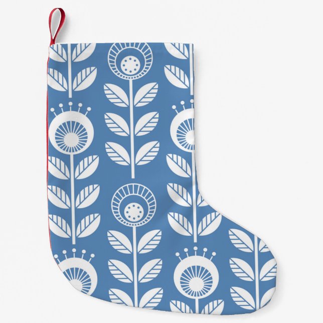 Petite Chaussette De Noël Fleurs de style folk scandinave - fleurs florales  (Devant)