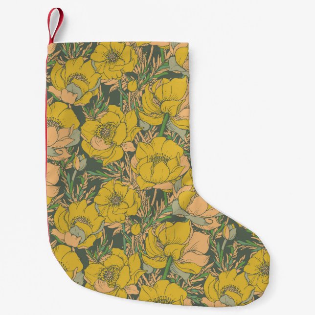 Petite Chaussette De Noël Fleurs de Trollius Graphiques (Devant)