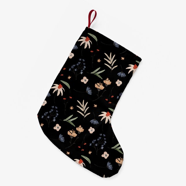 Petite Chaussette De Noël Fleurs d'eau simples 1 (Devant (Accrochage))