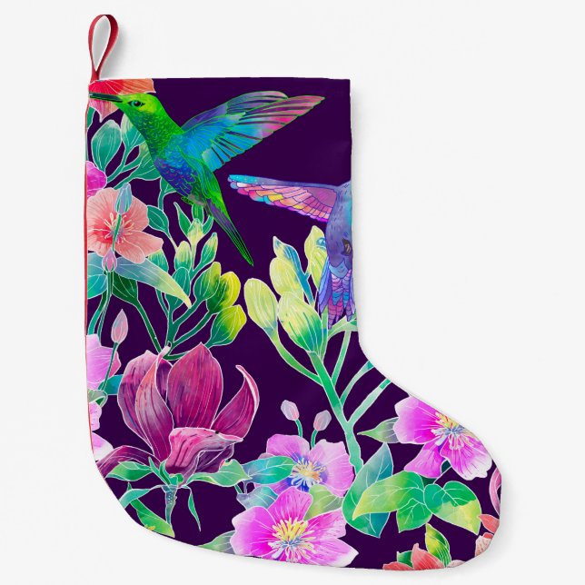 Petite Chaussette De Noël Fleurs et oiseaux exotiques (Devant)
