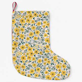 Petite Chaussette De Noël Fleurs jaunes : moderne floral sans soudure.