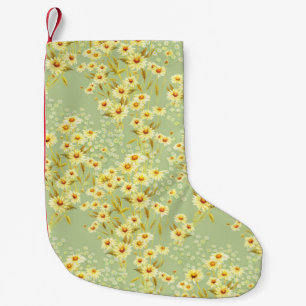 Petite Chaussette De Noël Fleurs marguerites : Aquarelle Sombre Sans Couleur