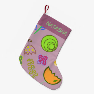 Petite Chaussette De Noël Fleurs mignonnes sur violet