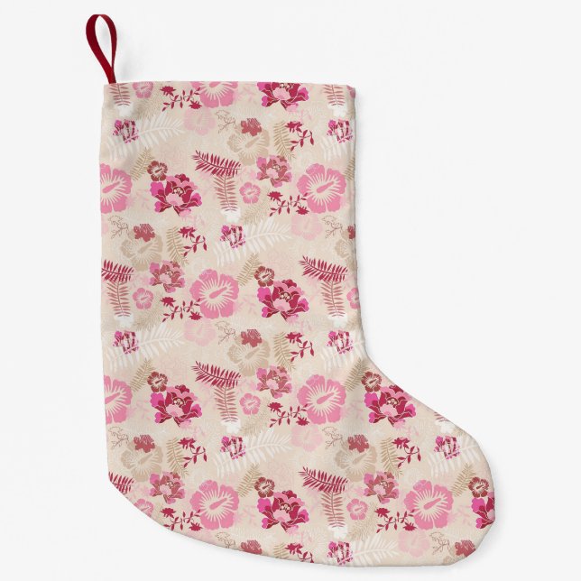 Petite Chaussette De Noël Fleurs modernes roses mignonnes motif Haut basket (Devant)