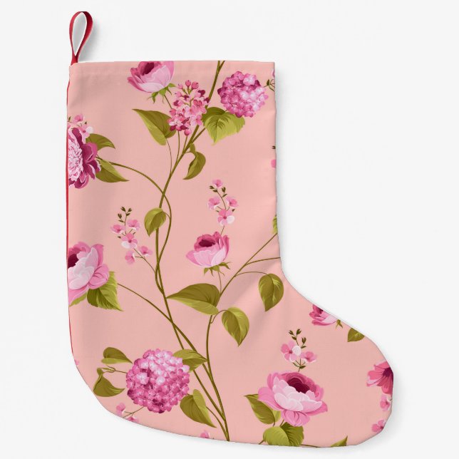 Petite Chaussette De Noël Fleurs Motif 17 (Devant)