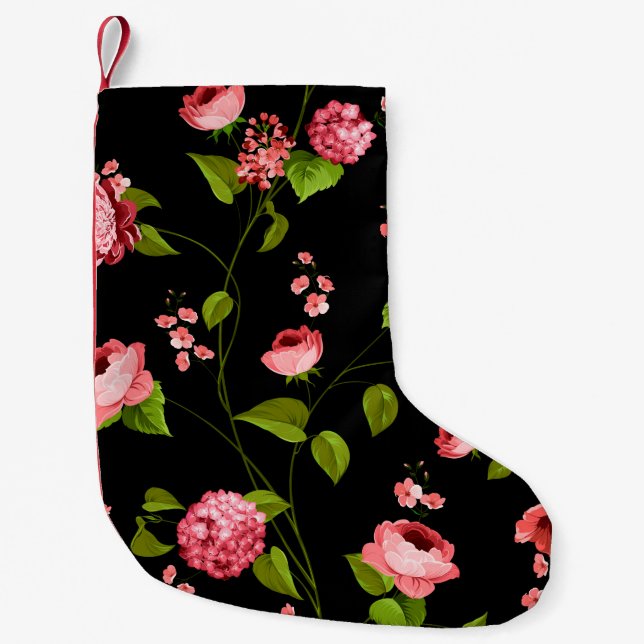 Petite Chaussette De Noël Fleurs Motif 18 (Devant)
