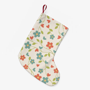 Petite Chaussette De Noël Fleurs Motif Noël Stocking