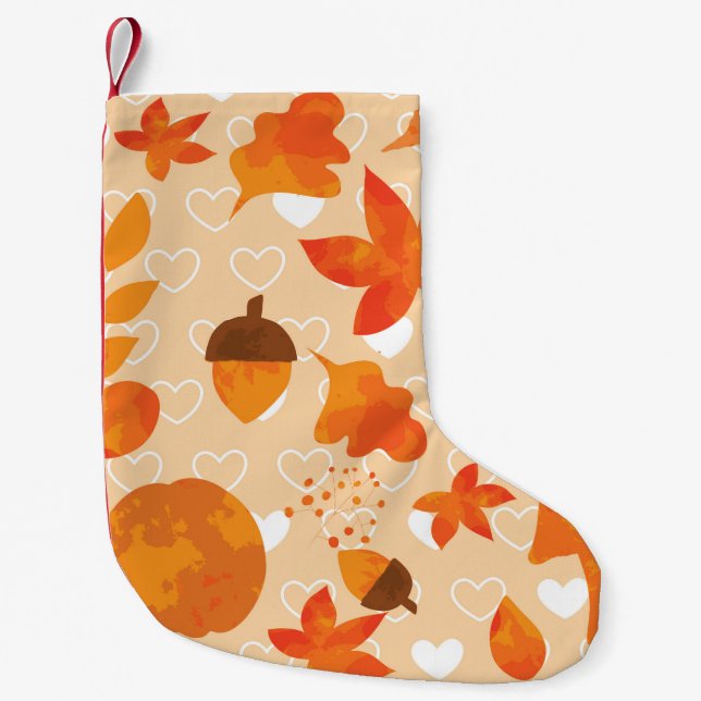 Petite Chaussette De Noël Fleurs orange : Motif Doodle à la main. (Devant)