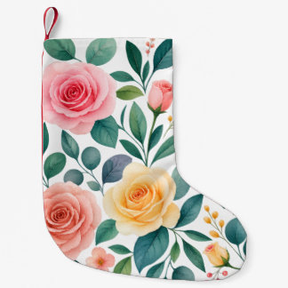 Petite Chaussette De Noël Fleurs Pastel Création Florale Botanique Vintage D