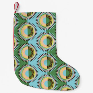 Petite Chaussette De Noël Fleurs pliées : motif rétro bleu-vert.