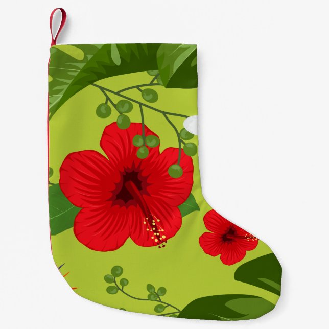 Petite Chaussette De Noël Fleurs tropicales Arrière - plan 6 (Devant)