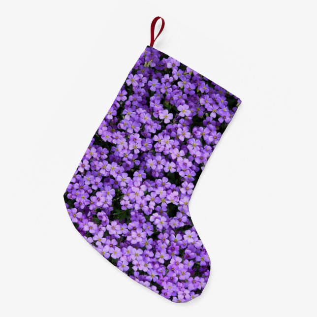 Petite Chaussette De Noël Fleurs violettes (Devant (Accrochage))