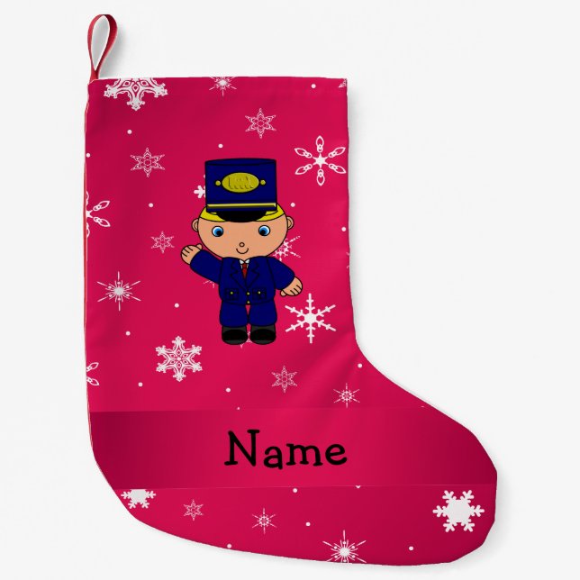 Petite Chaussette De Noël Flocon rose de conducteur de train de nom personna (Devant)