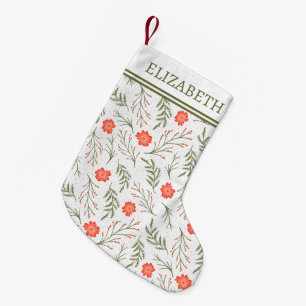 Petite Chaussette De Noël Floral D'Hiver Festif Avec Vacances Monogramme