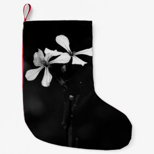 Petite Chaussette De Noël floral noir et blanc minimal
