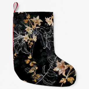 Petite Chaussette De Noël Flore foncée : Aquarelle Peinture sans joint.