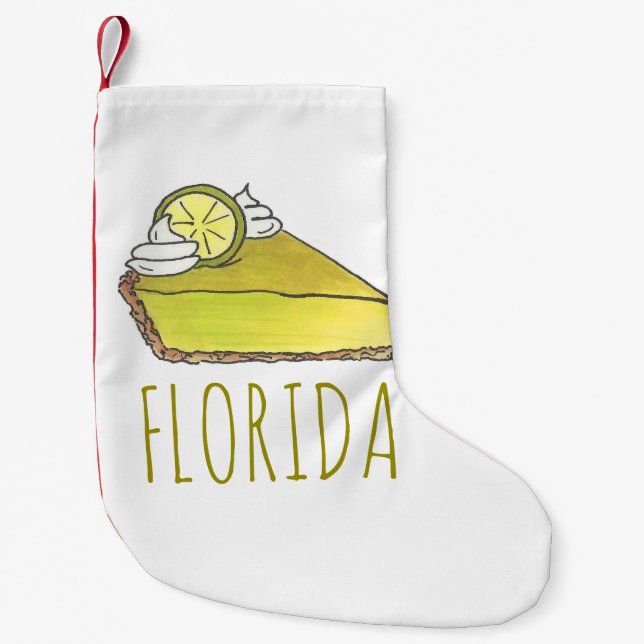 Petite Chaussette De Noël Floride Keys Green Key Lime Pie Slice Foin (Devant)