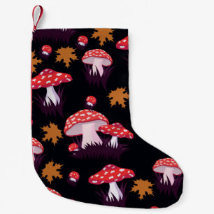 Petite Chaussette De Noël Flûte agarique, imprimé feuille d'érable