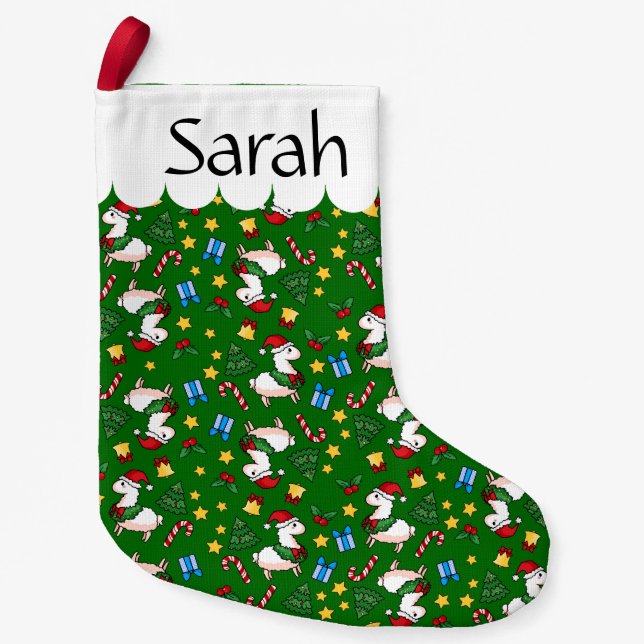 Petite Chaussette De Noël Folie de lama de vacances (Devant)