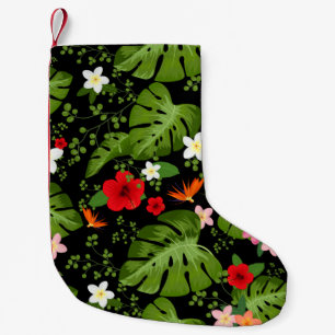 Petite Chaussette De Noël Fond de fleurs tropicales 3