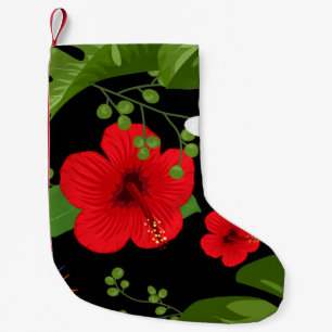 Petite Chaussette De Noël Fond de fleurs tropicales 4