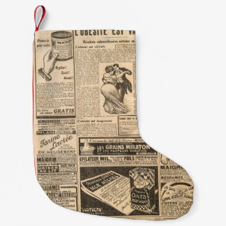 Petite Chaussette De Noël Fond de papier utilisé. Anciennes pages de journau