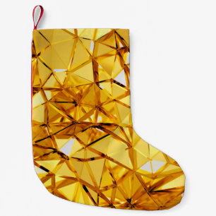 Petite Chaussette De Noël Fond en métal doré géométrique à trois dimensions