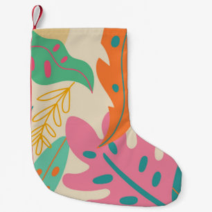 Petite Chaussette De Noël Fond tropical avec des plantes de jungle. Feuille