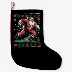 Petite Chaussette De Noël Football afro-américain Père Noël Noël laid