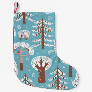 Petite Chaussette De Noël Forêt, arbres. Arrière - plan sans couture. Hiver