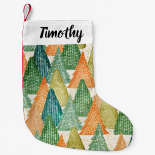 Petite Chaussette De Noël Forêt colorée d'arbres de Noël À feuillage persist
