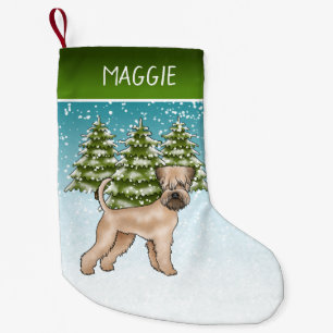 Petite Chaussette De Noël Forêt d'hiver de neige de Terrier roux à revêtemen