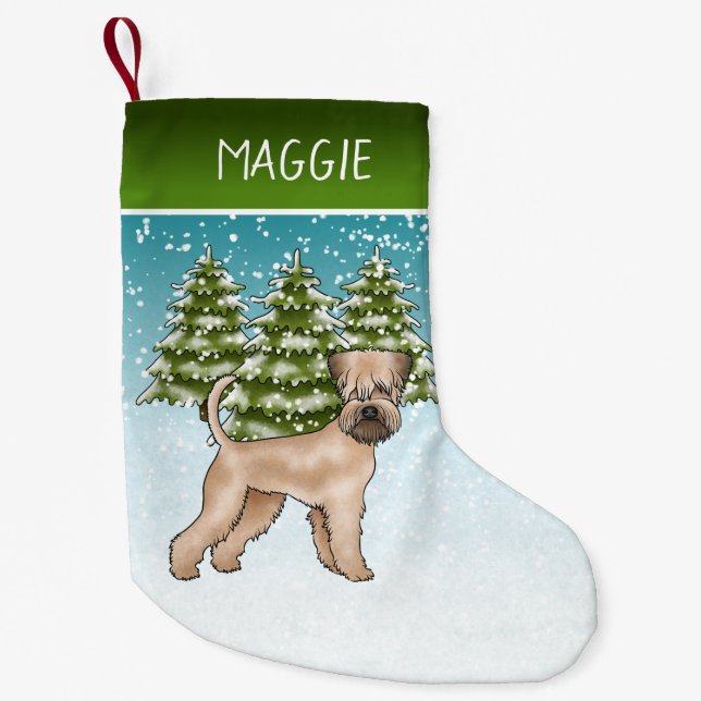 Petite Chaussette De Noël Forêt d'hiver de neige de Terrier roux à revêtemen (Devant)