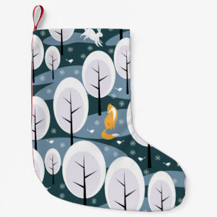 Petite Chaussette De Noël Forêt d'hiver de Noël : Animaux Motifs sans coutur