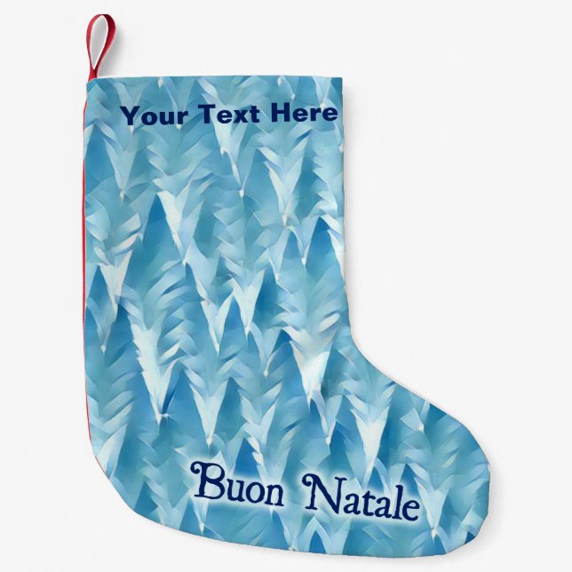 Petite Chaussette De Noël Forêt fractale bleue - Buon Natale (Devant)