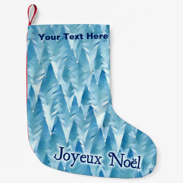 Petite Chaussette De Noël Forêt fractale bleue - Joyeux Noël (Devant)