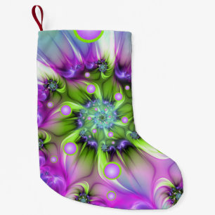 Petite Chaussette De Noël Formes arrondies de spirale colorées Art fractal A