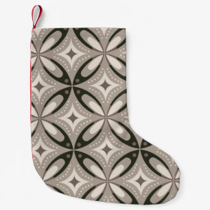 Petite Chaussette De Noël Formes circulaires rétro beige et marron