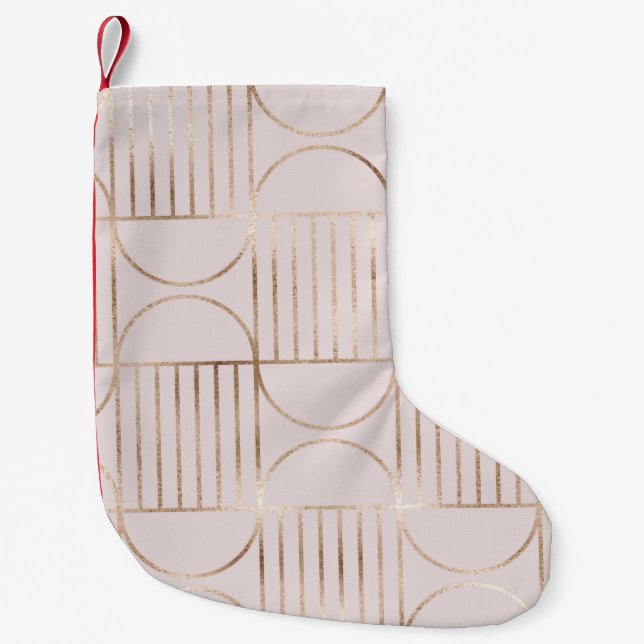 Petite Chaussette De Noël Formes d'or : motif moderne du milieu du siècle. (Devant)