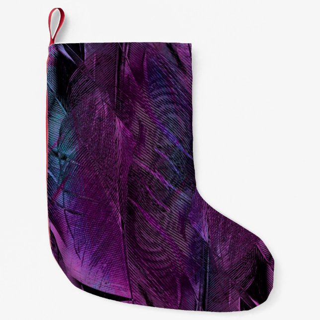 Petite Chaussette De Noël Formulaire de texture motif de plume (Devant)