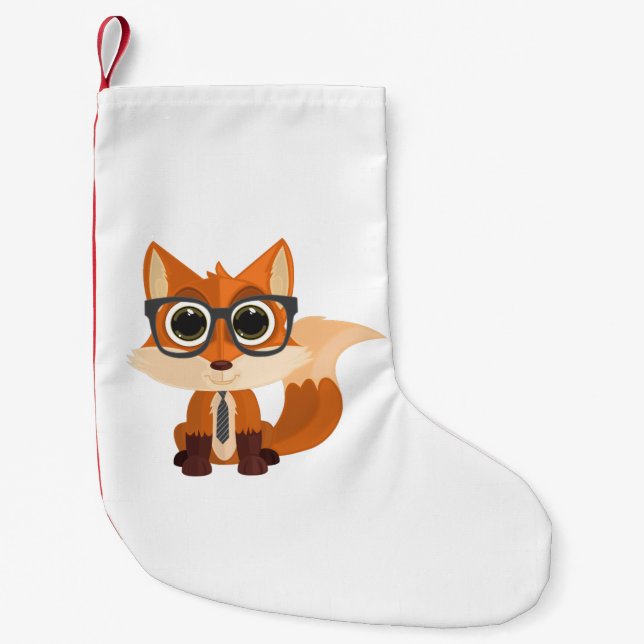Petite Chaussette De Noël Fox Nerd (Devant)